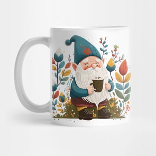 Funny Coffee & Gnome Lovers Floral Vintage Spring Gardener Mug